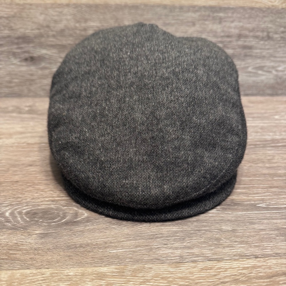 Amicale‎ 100% Camel Hair Newsboy Taxi Driver Flat Hat Gray Tweed Size L/XL